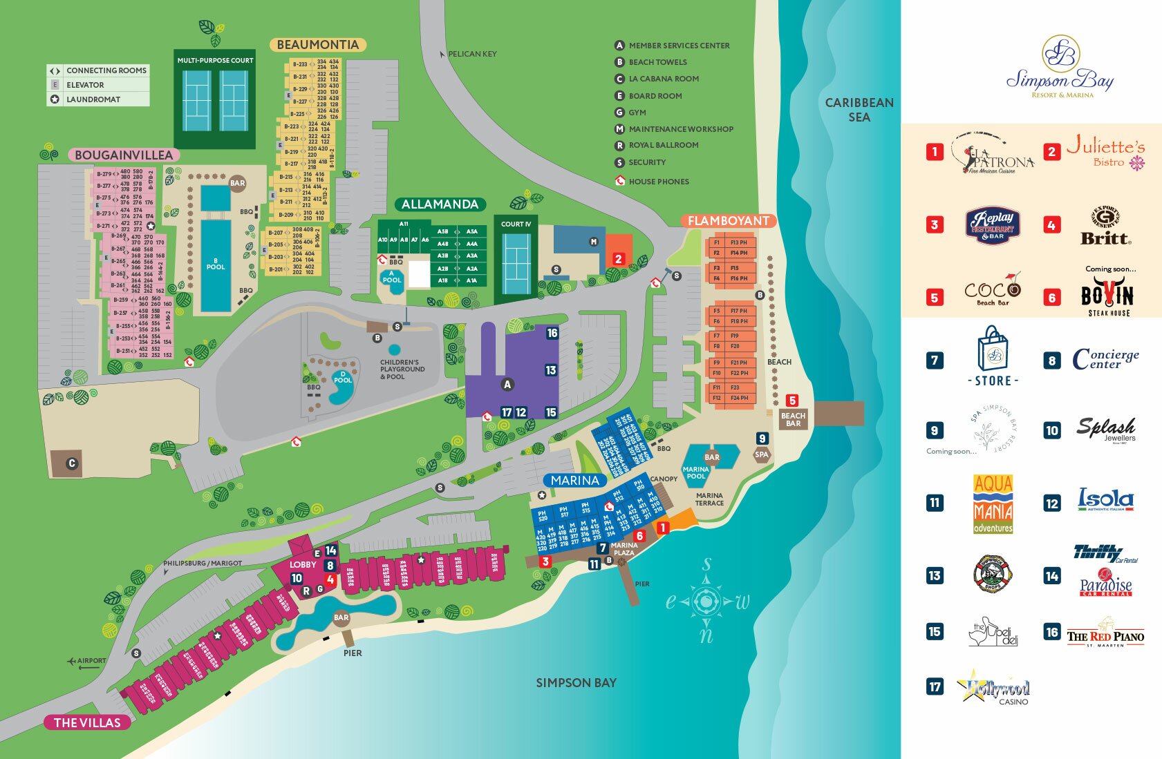 Plan du site de Simpson Bay Resort & Marina
